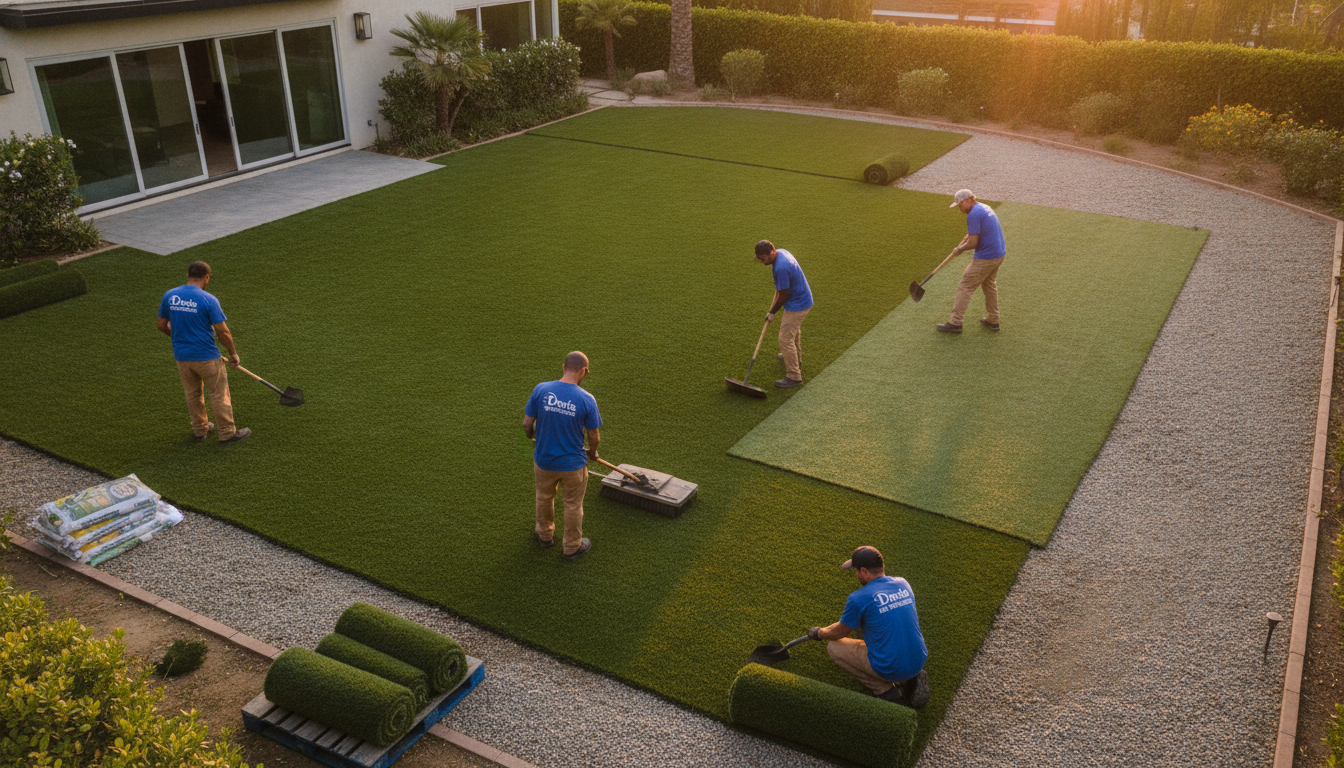 Davis Brothers Beverly Hills Turf Install team
